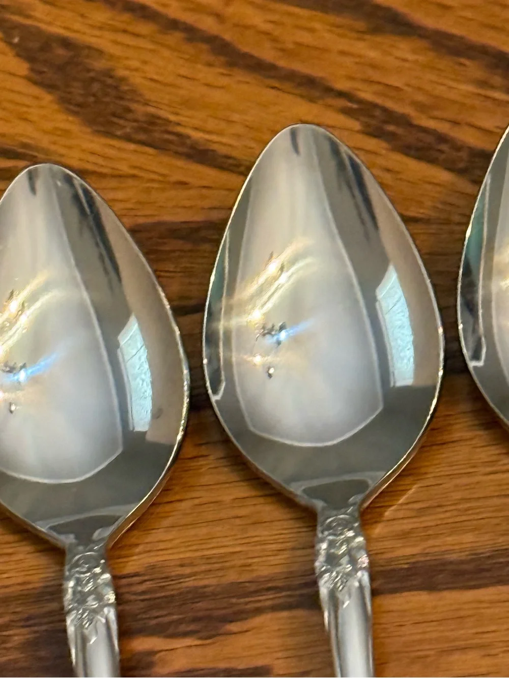 Rose And Leaf National Flatware Stainless 4 Soup Spoons 7 1/2” NEW